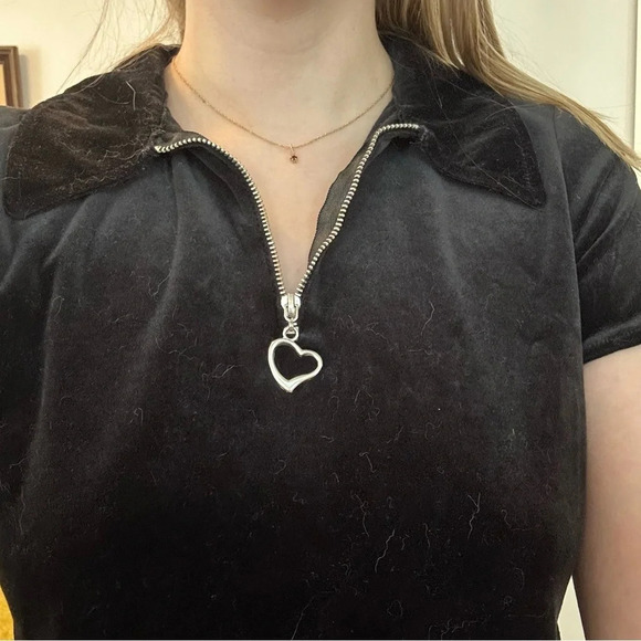 Vintage New Moves Velvet Heart Zipper Dress Size 14/XS/S/2/4 - Picture 3 of 7